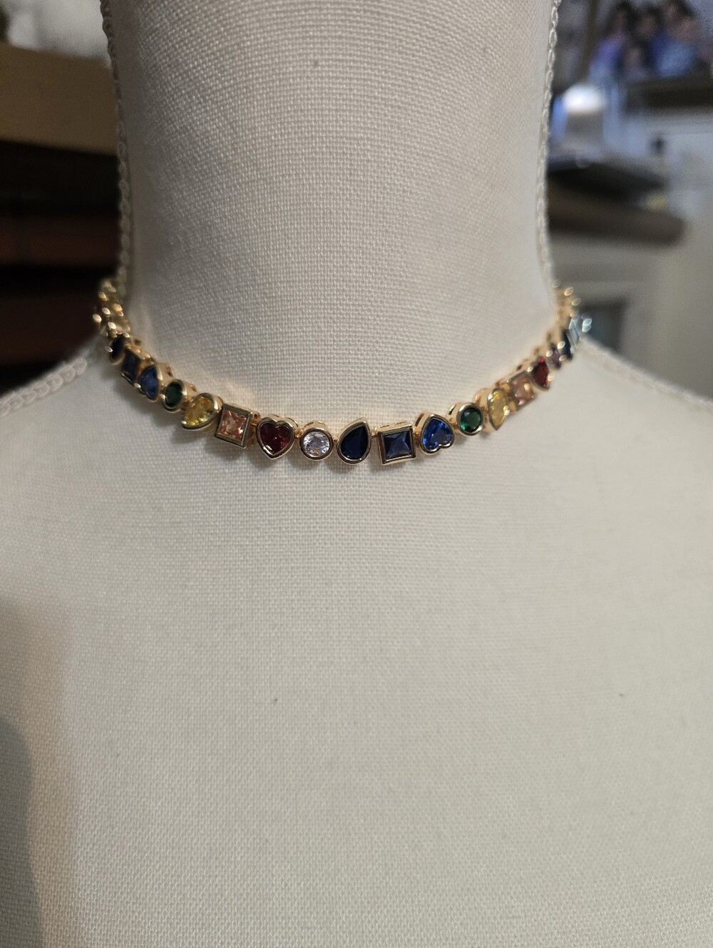 Camila Coelho Gold Necklace with Multi-Color Gems